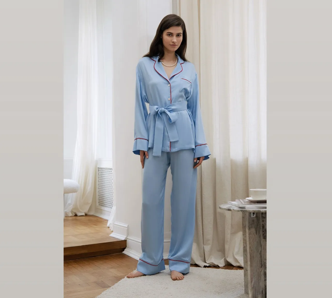 Пижама женская шелковая M/L голубая новая LookFeel